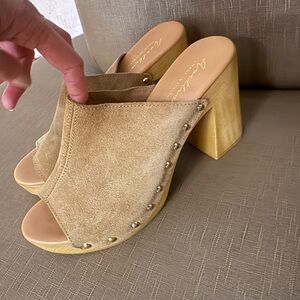 Avellini Beige Suede Italian Women's Clogs